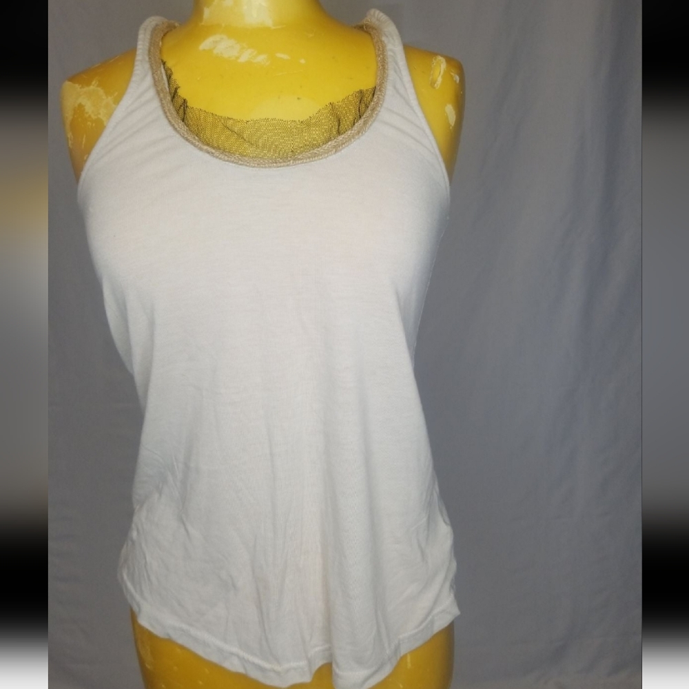 Racerback tank with lace and twine